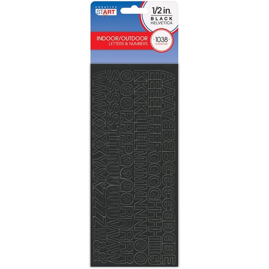 Creative Start Vinyl Self-Adhesive Letters and Numbers, 1/2", Helvetica Font, Black, 1038 count